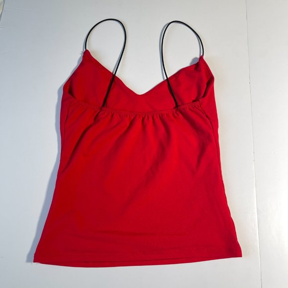 Revamped Red V-Neck Tank Top with Black Skinny Straps Size Small - Picture 4 of 7